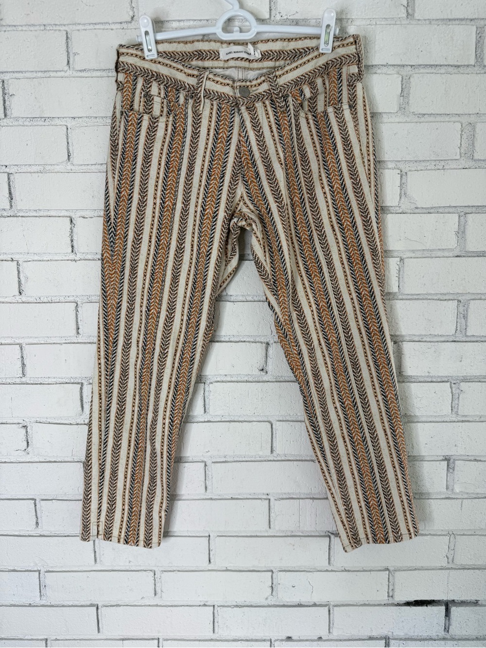 Isabel Marant Étoile Cooper Striped Cropped Skinny Jeans Pants Size 40 US 8